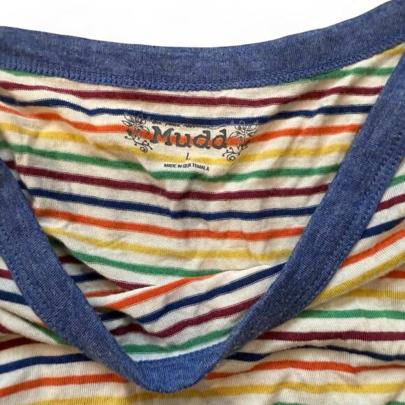 Y2k 2000s twee mudd primary colors striped long sleeve tee womens size large - Picture 3 of 6